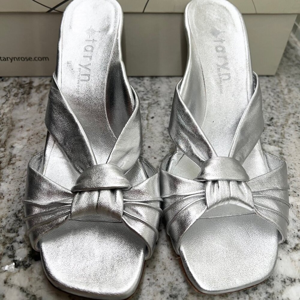 New! Taryn Elegant Silver Slip-on High Heel Sandals 7.5